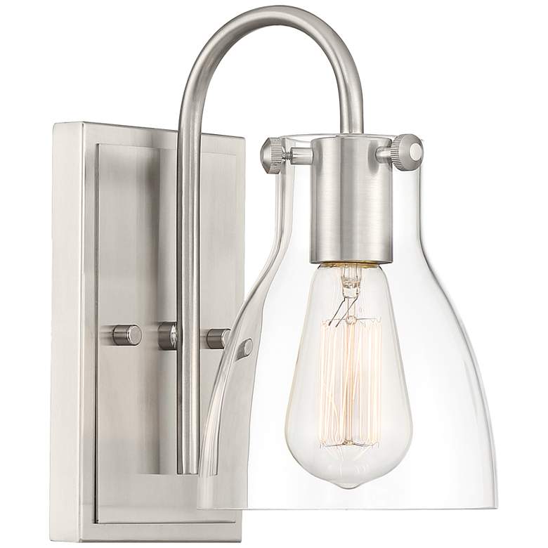 Cyn 10&quot; High Brushed Nickel and Clear Glass Wall Sconce