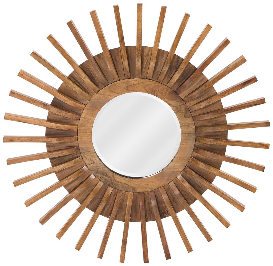 Howard Elliott Carver Wooden 36" Sunburst Wall Mirror