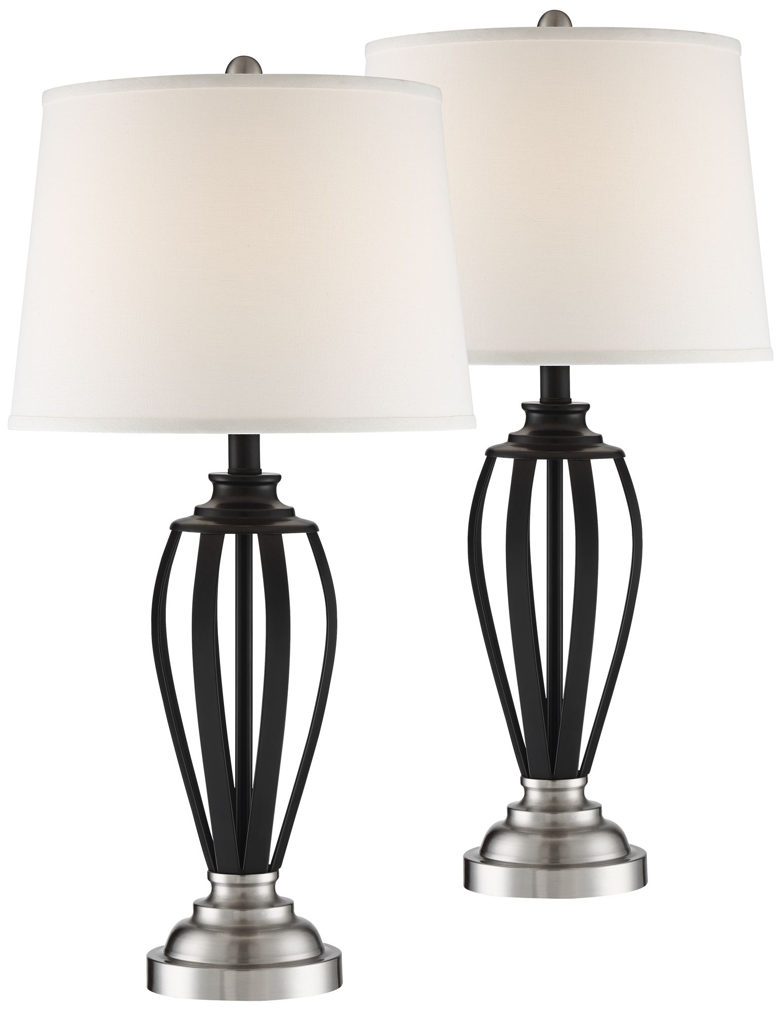 Elsa Black and Brushed Nickel Metal Table Lamps Set of 2