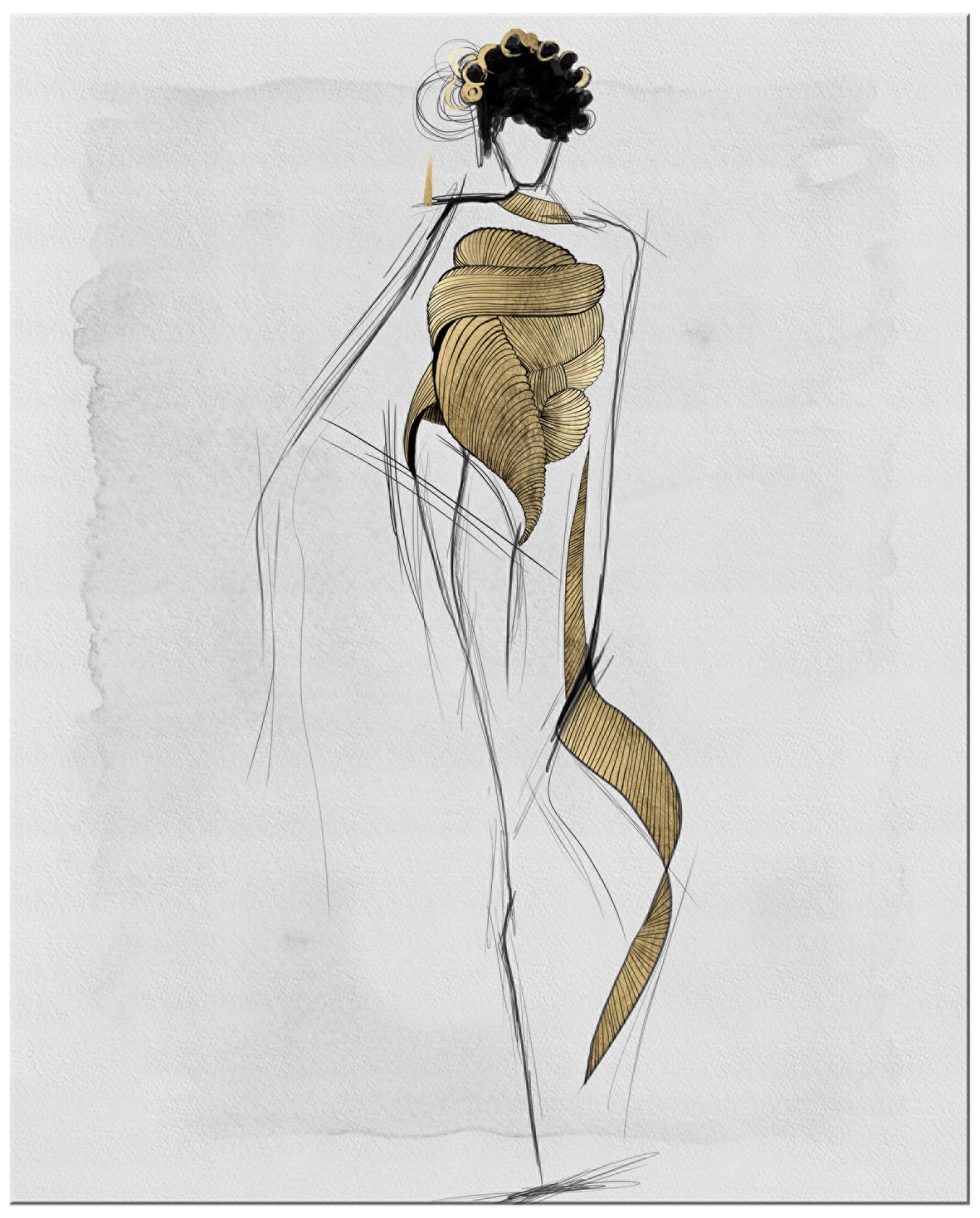 Gold Gown Rectangular Giclee Canvas Wall Art