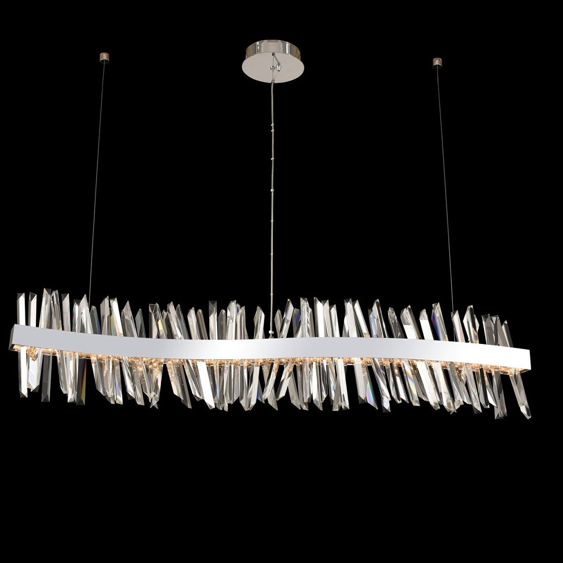 Glacier 60"W Chrome Crystal Wave LED Island Pendant Light