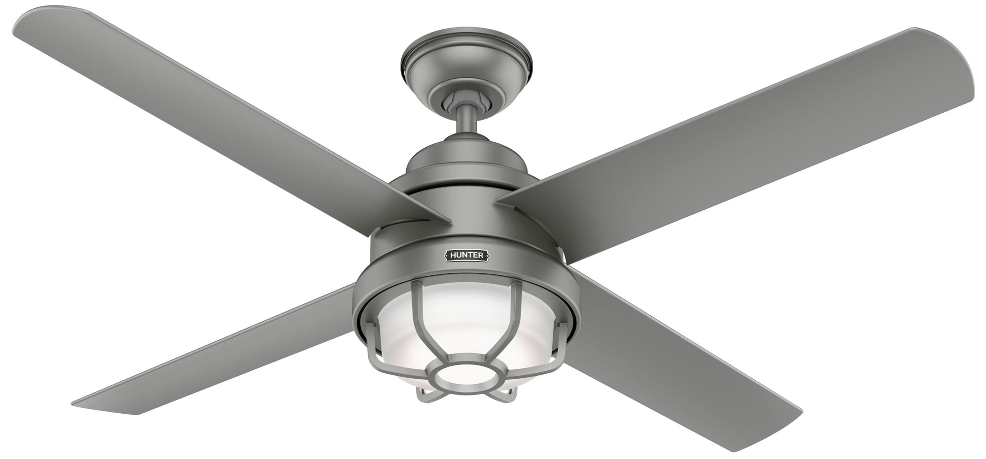 54" Hunter Searow Matte Silver Outdoor WeatherMax LED Ceiling Fan