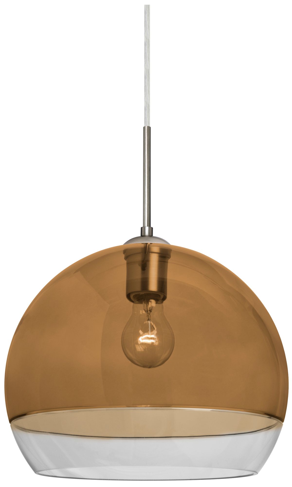 Besa Ally 11 3/4"w Satin Nickel Mini Pendant W/ Amber Glass
