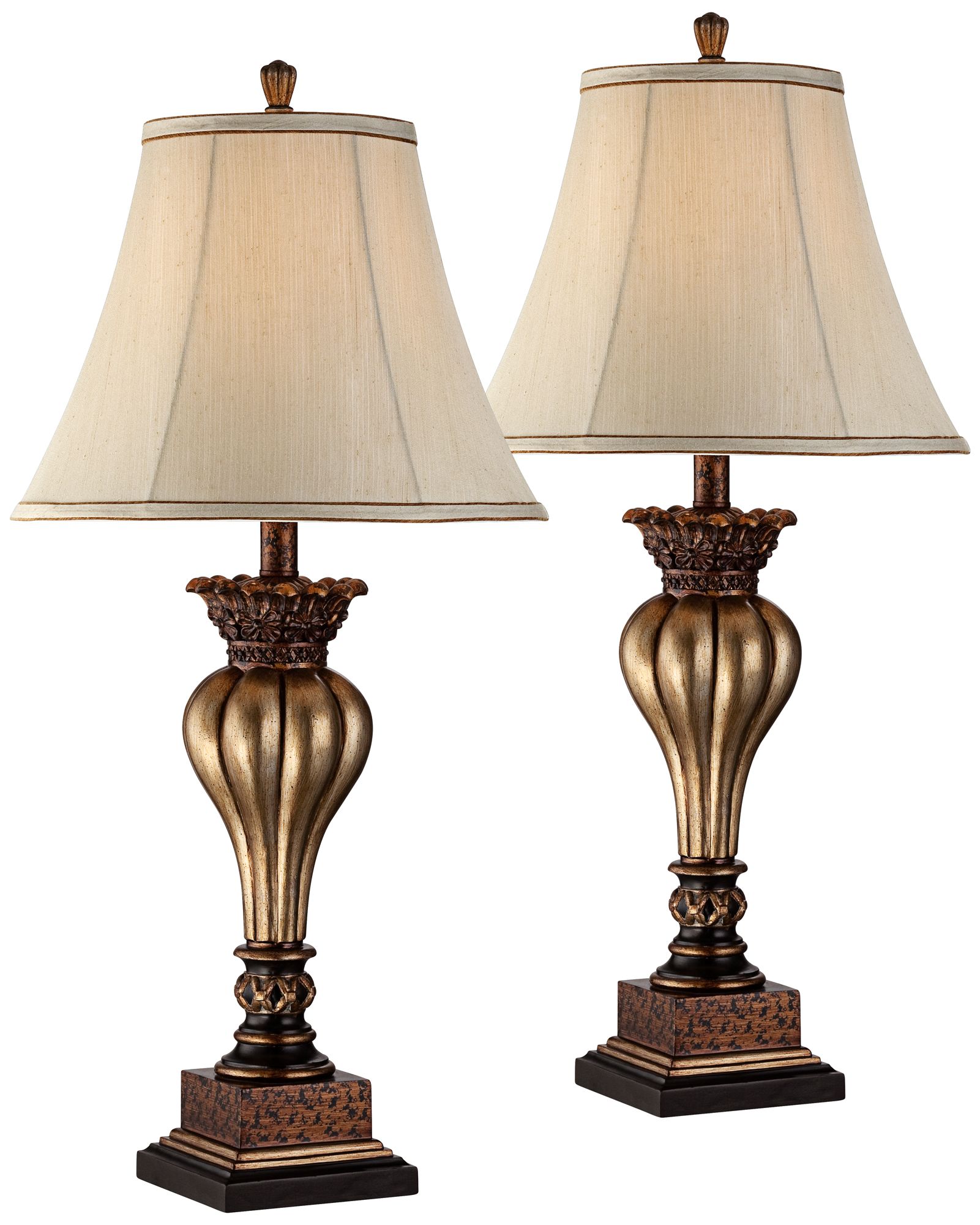 Regency Hill Senardo 30" High Gold Floral Vase Table Lamps Set Of 2