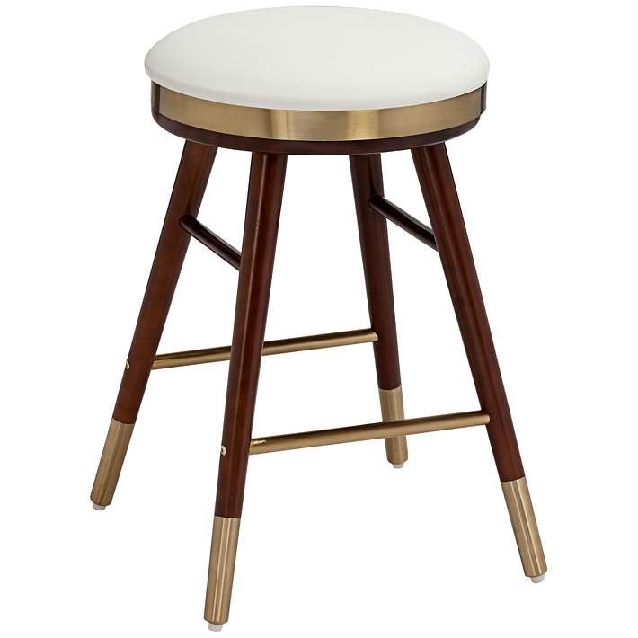 Parker Modern Backless White Leather, White Leather Barstools With Gold Legs