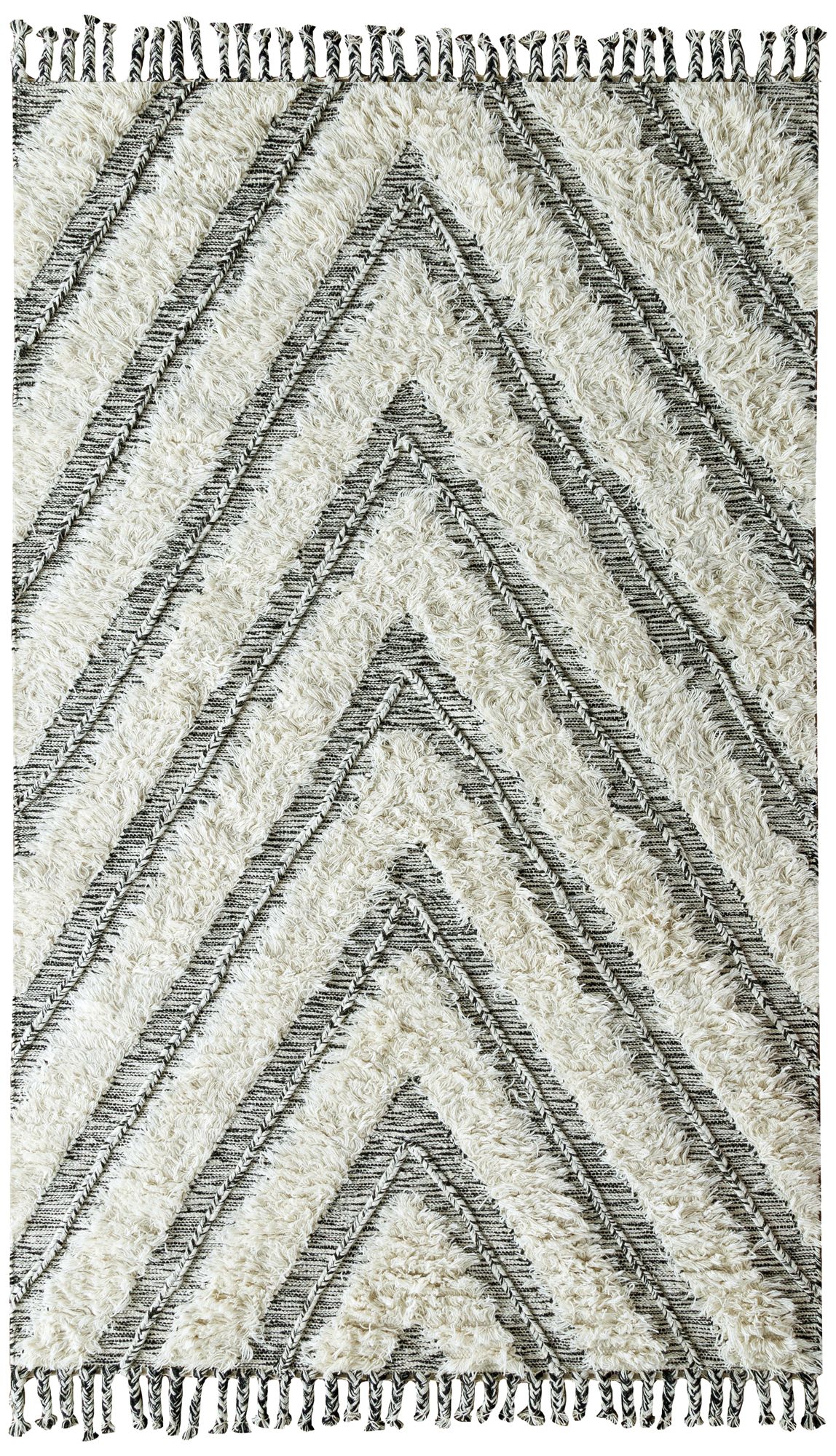 Carmel Kilim Shag Ivory and Black Area Rug