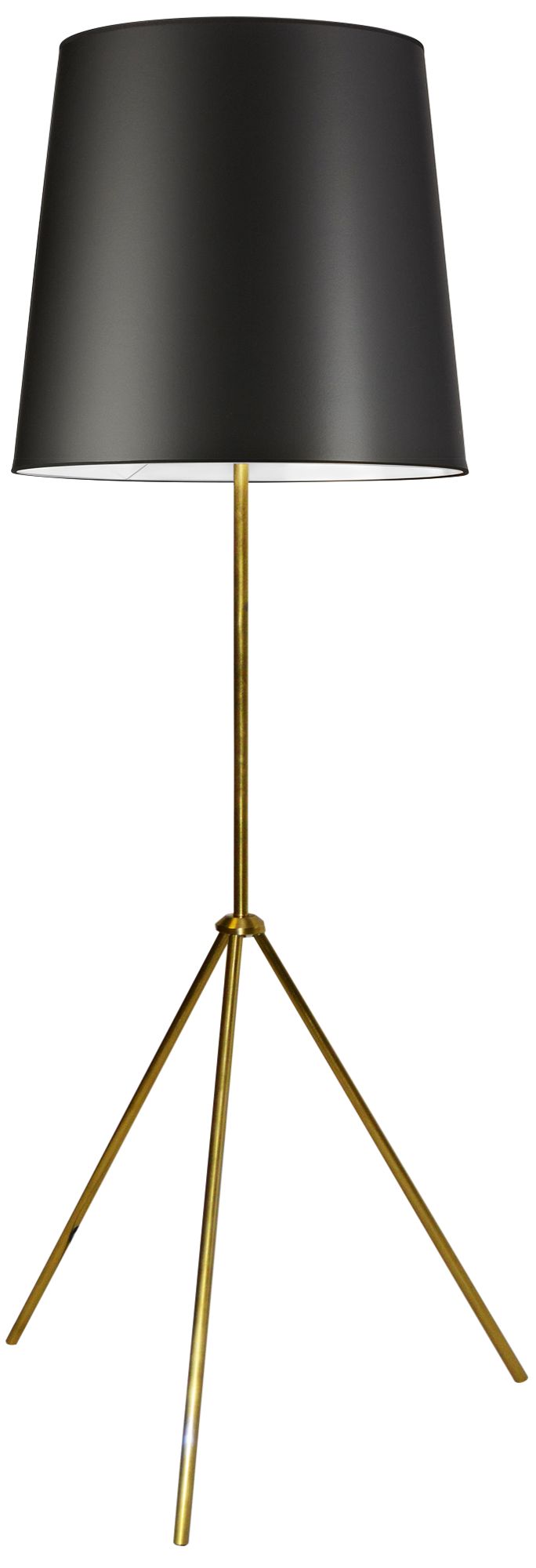 Finesse Aged Brass Tripod Floor Lamp w/ JTone Black Shade