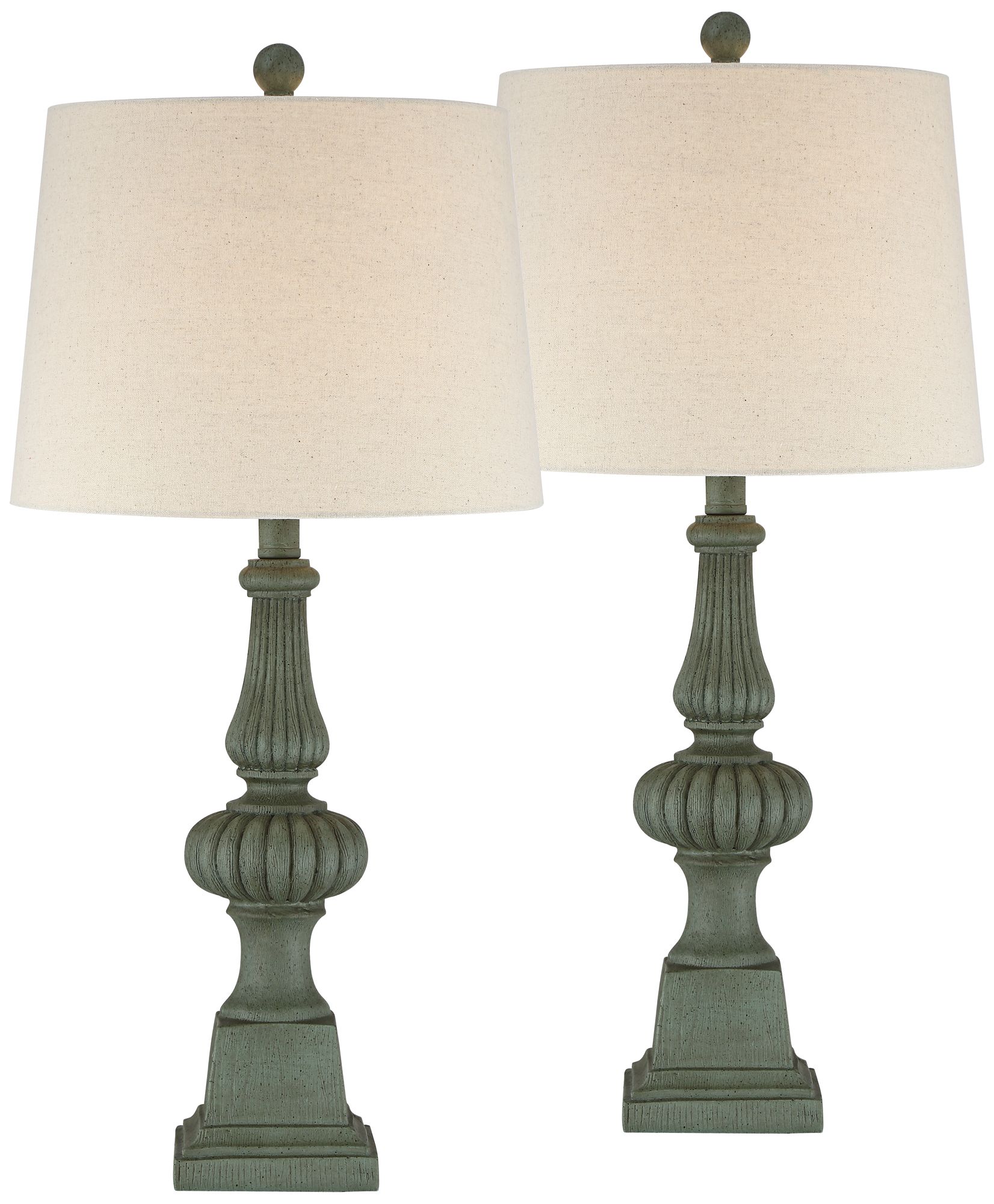 Heloise Green Pedestal Table Lamps Set of 2