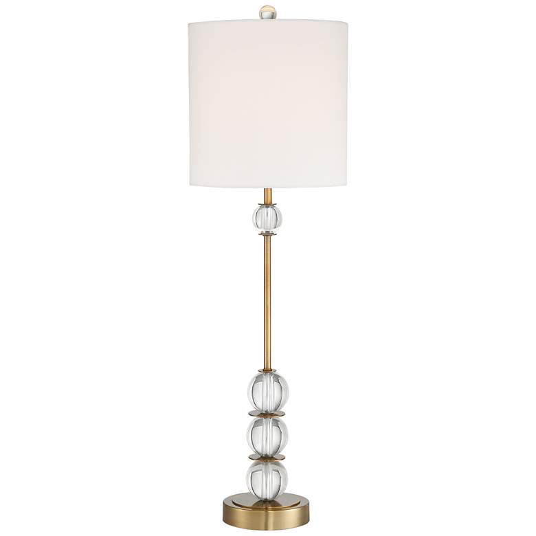 Image 2 Halston Brass Metal Buffet Table Lamp with Crystal Accents