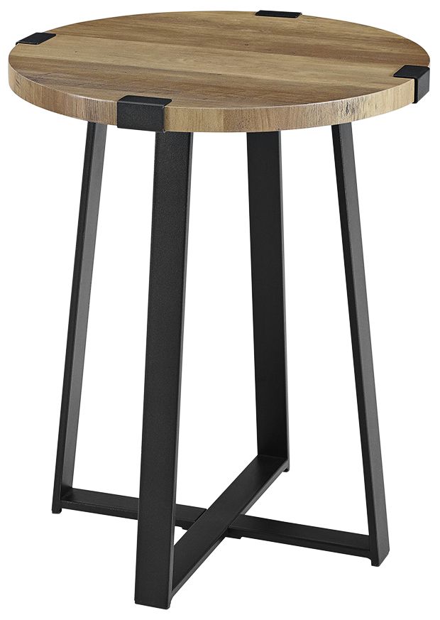 Rustic 18 Wide Metal Legs And Oak Top Round Side Table 64j64 Lamps Plus