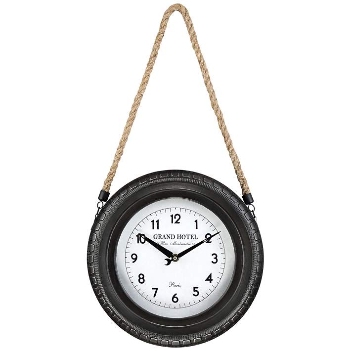 Bouvet 11 3 4 Wide Hanging Metal Wall Clock 64j88 Lamps Plus - Hanging Wall Clock With Chain