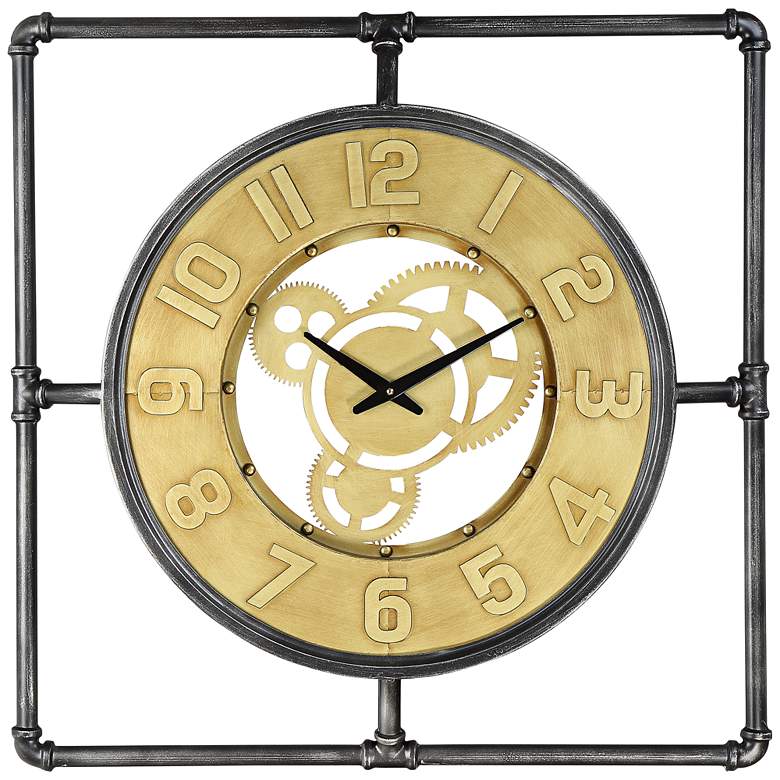 Image 2 Callan 26" Wide Industrial Iron Wall Clock