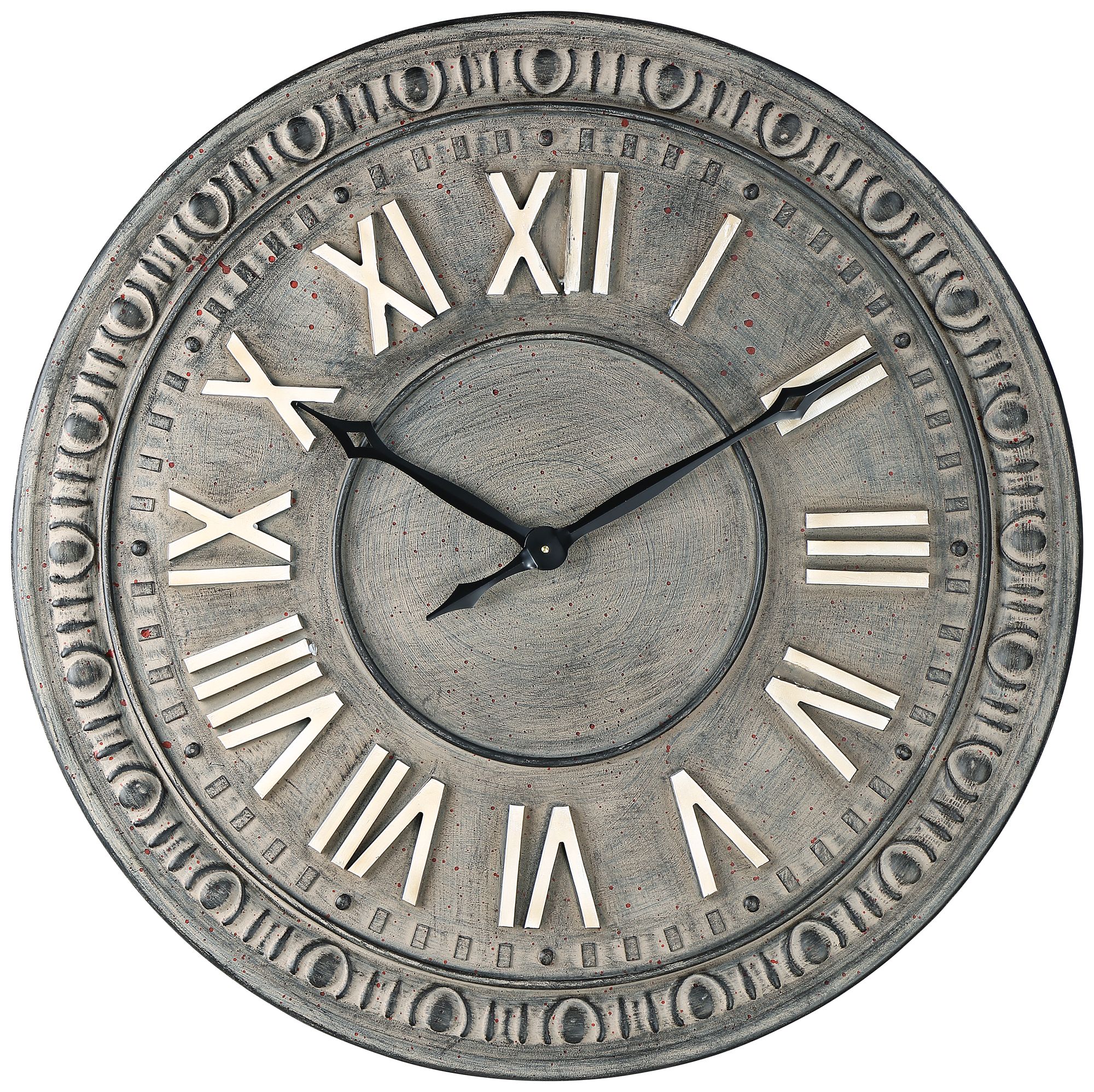 Romana 34 1/2" Wide Gray Roman Numeral Metal Wall Clock 64K63