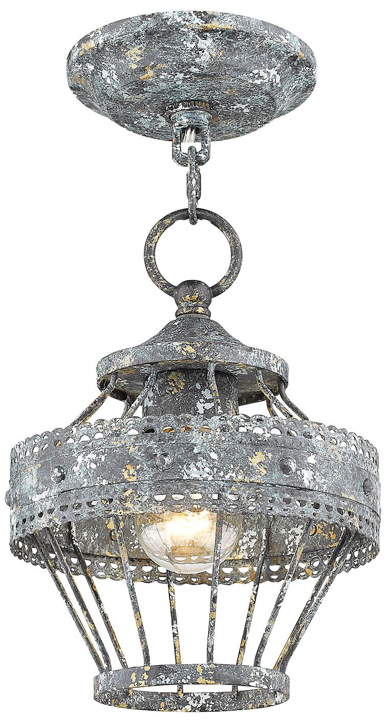 Ferris 7 1/2"W Blue Verde Patina Convertible Ceiling Light