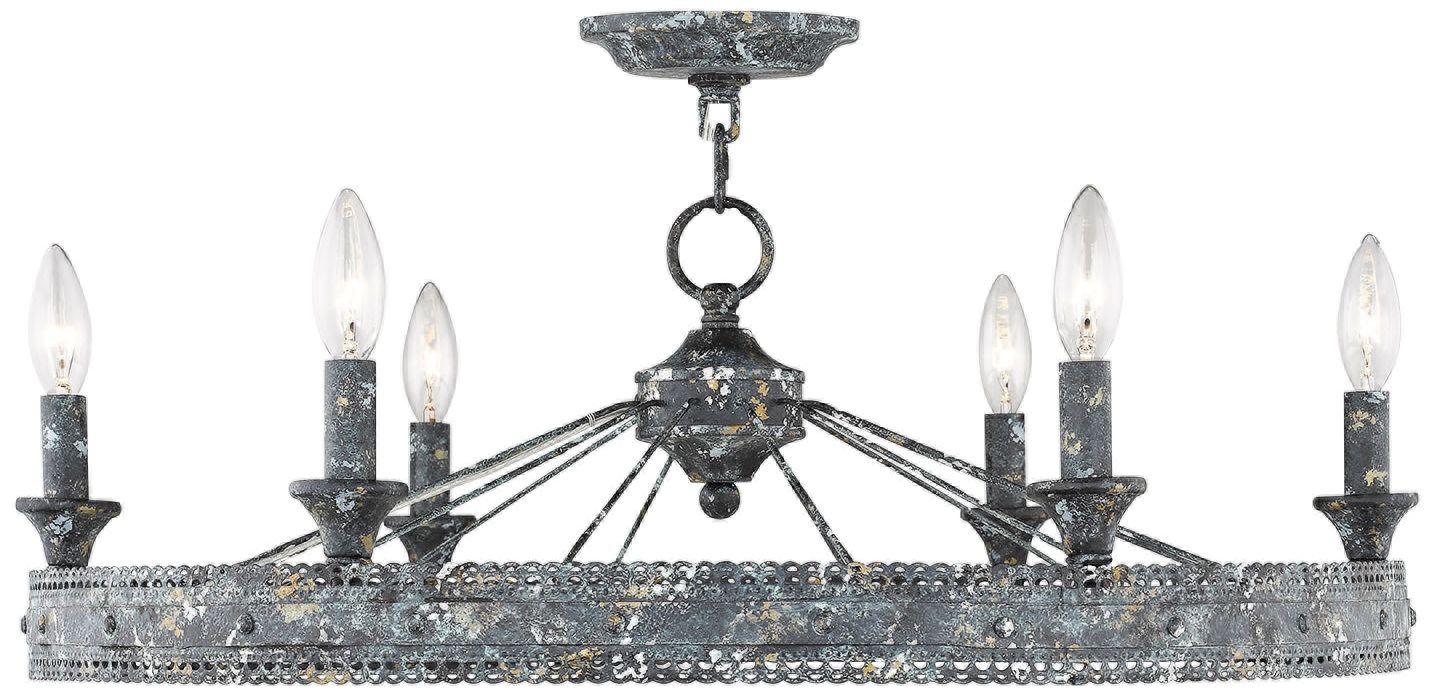 Ferris 26 1/2" Wide Blue Verde Patina 6-Light Ceiling Light