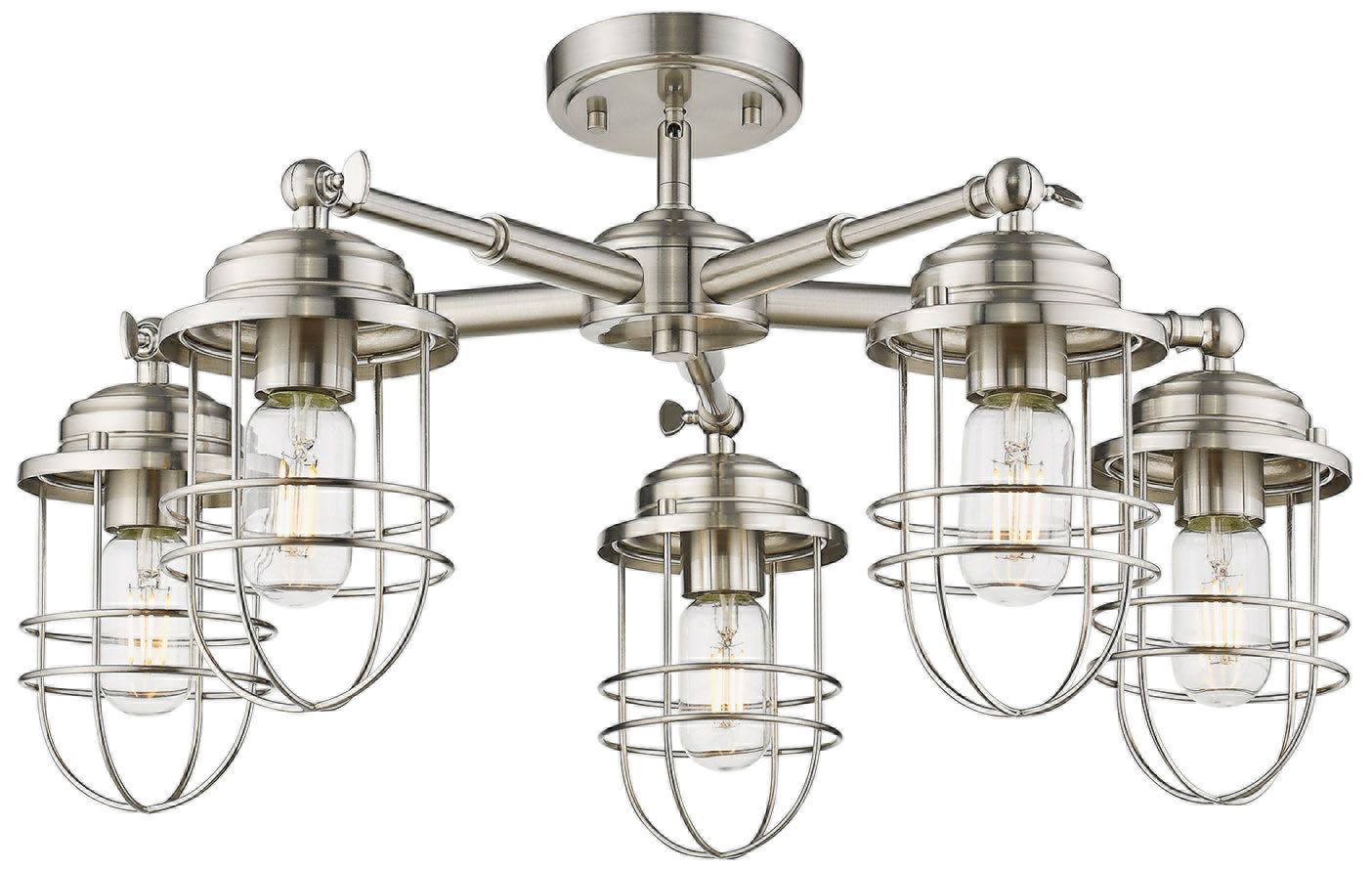 Seaport 24 1/4" Wide Pewter 5-Light Ceiling Light