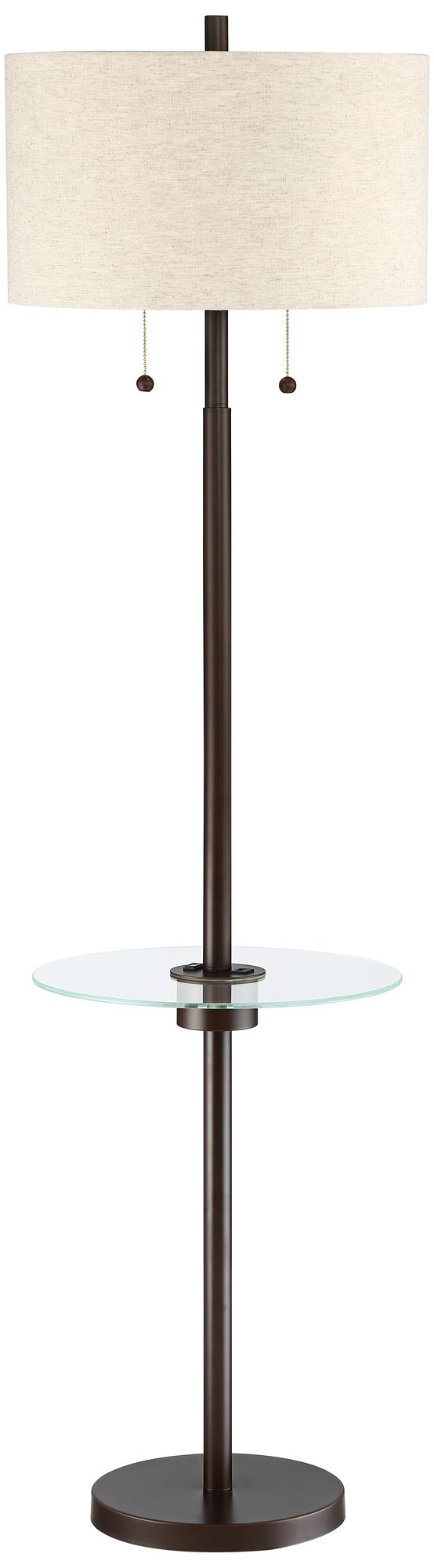 Morrow Bronze Tray Table Floor Lamp with USB Port and Outlet 64M39