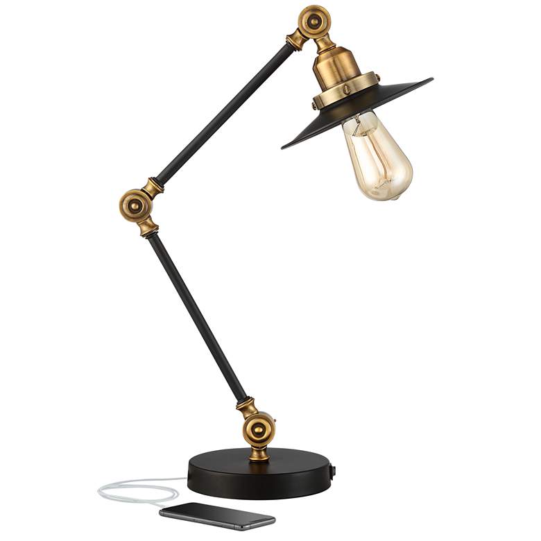 Image 3 Taurus Black and Gold Adjustable Desk Lamp with USB Port