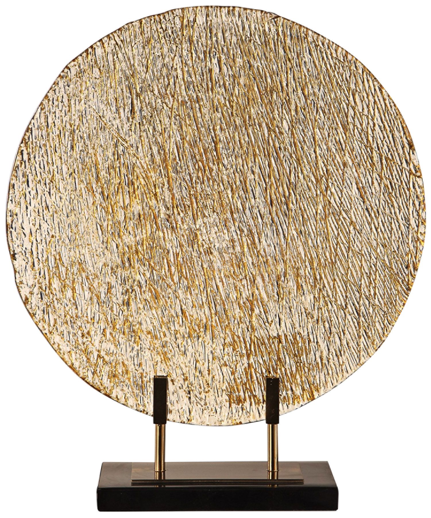 Layan 21" High Gold Rippled Art Glass Charger with Stand