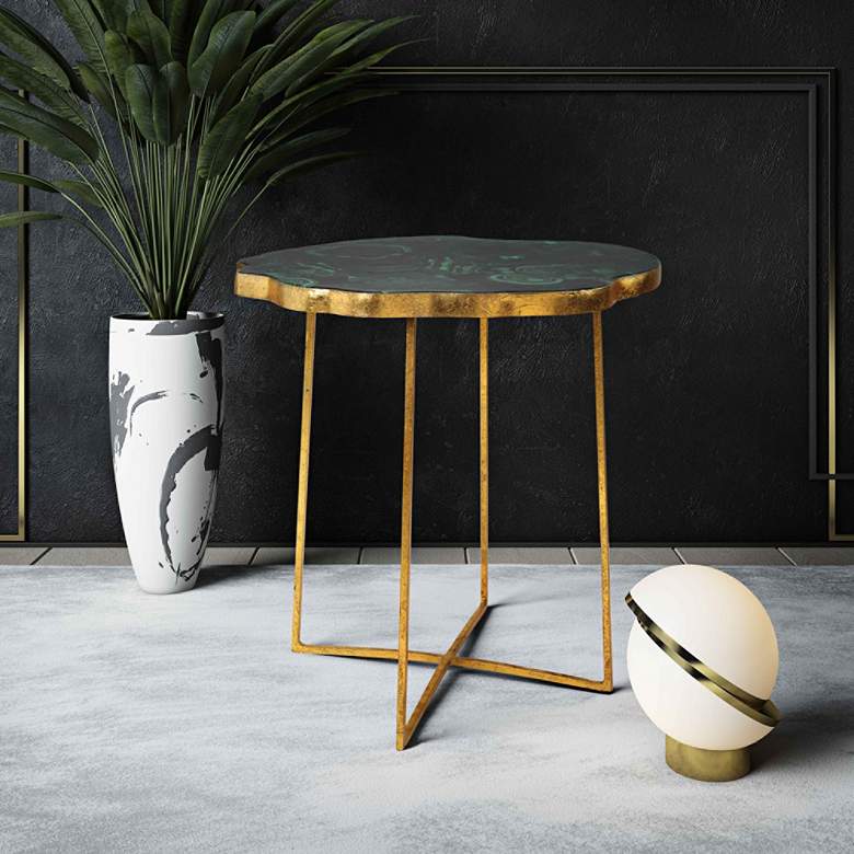 Lily Gold Iron and Agate Top Side Table