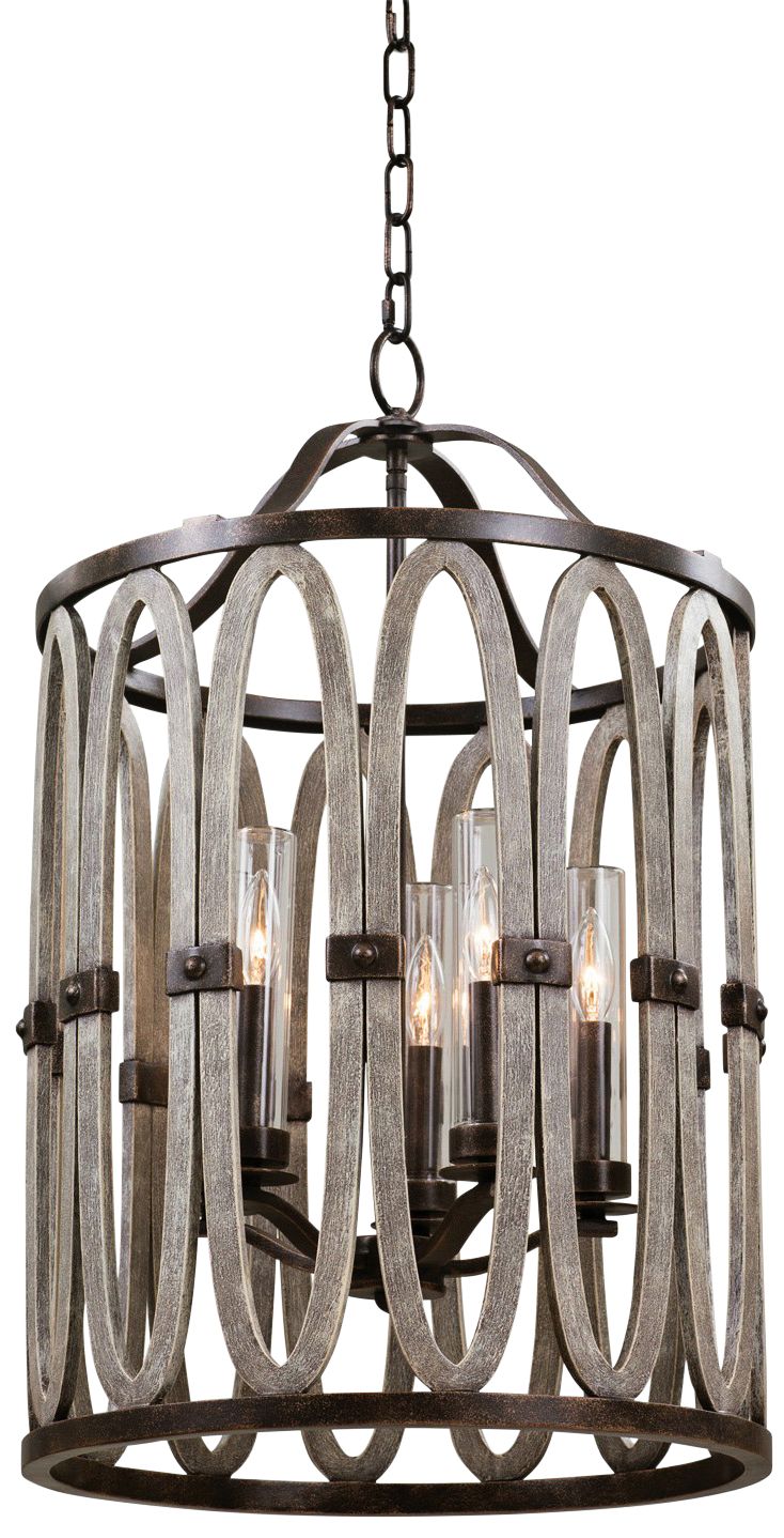 Kalco Belmont 30" High Florence Gold Outdoor Hanging Light