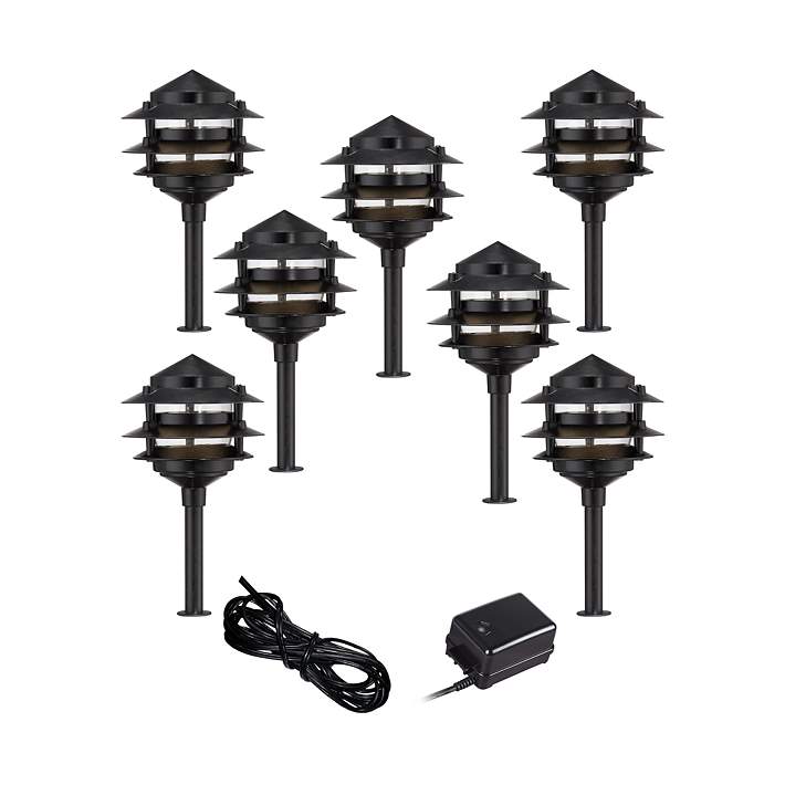 Paa Black 9 Piece Outdoor Led, Lamps Plus Outdoor Landscape Lighting