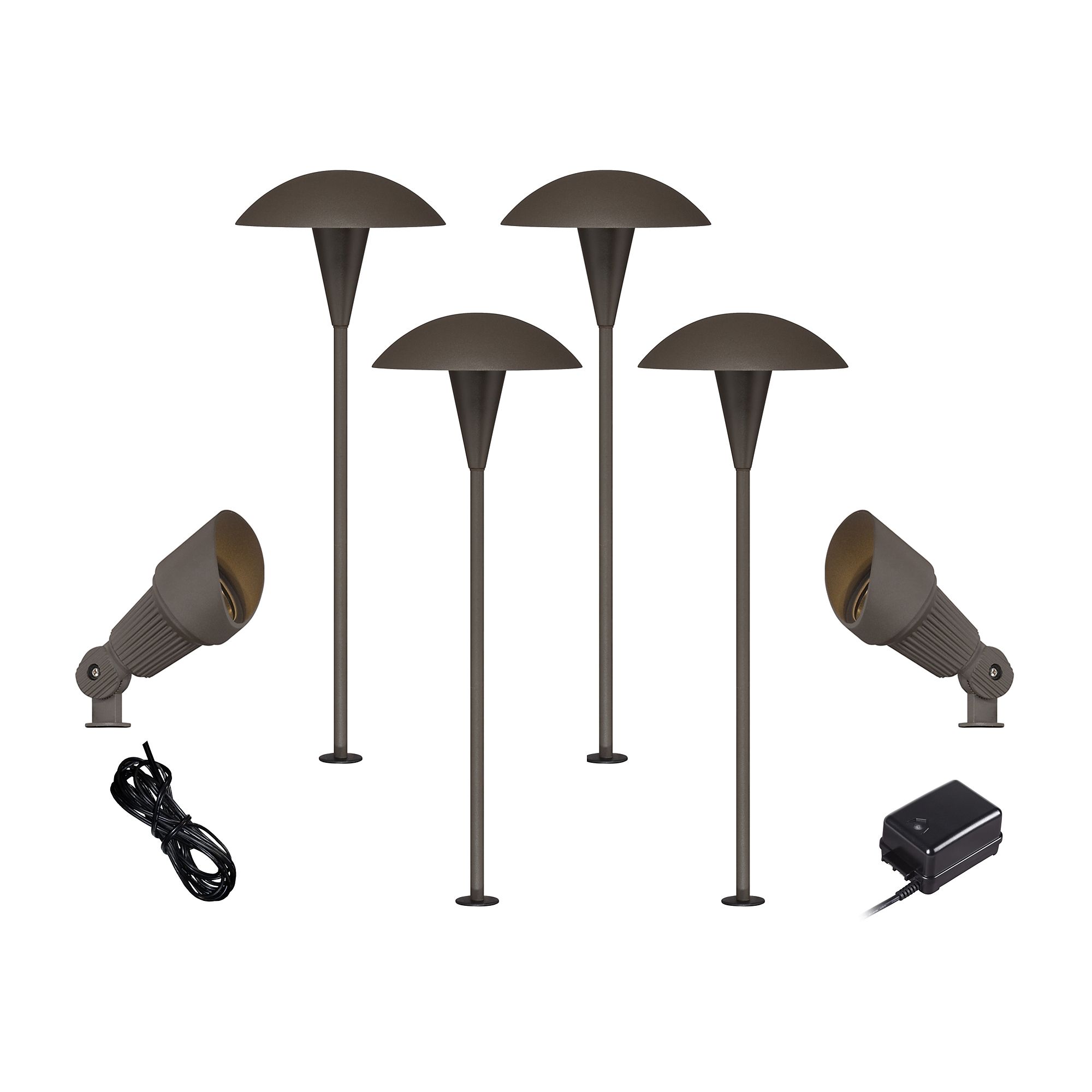 Mushroom Bronze and Spotlight 8-Piece LED Landscape Set