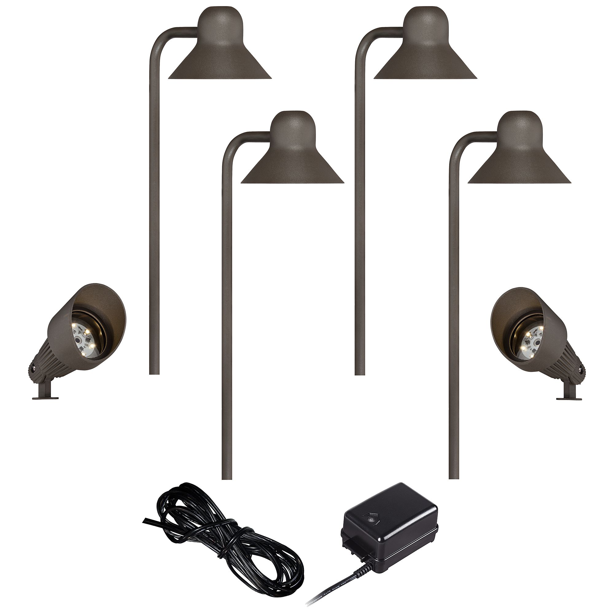 Bronze LED Path and Spot Light Kit with Transformer Cable