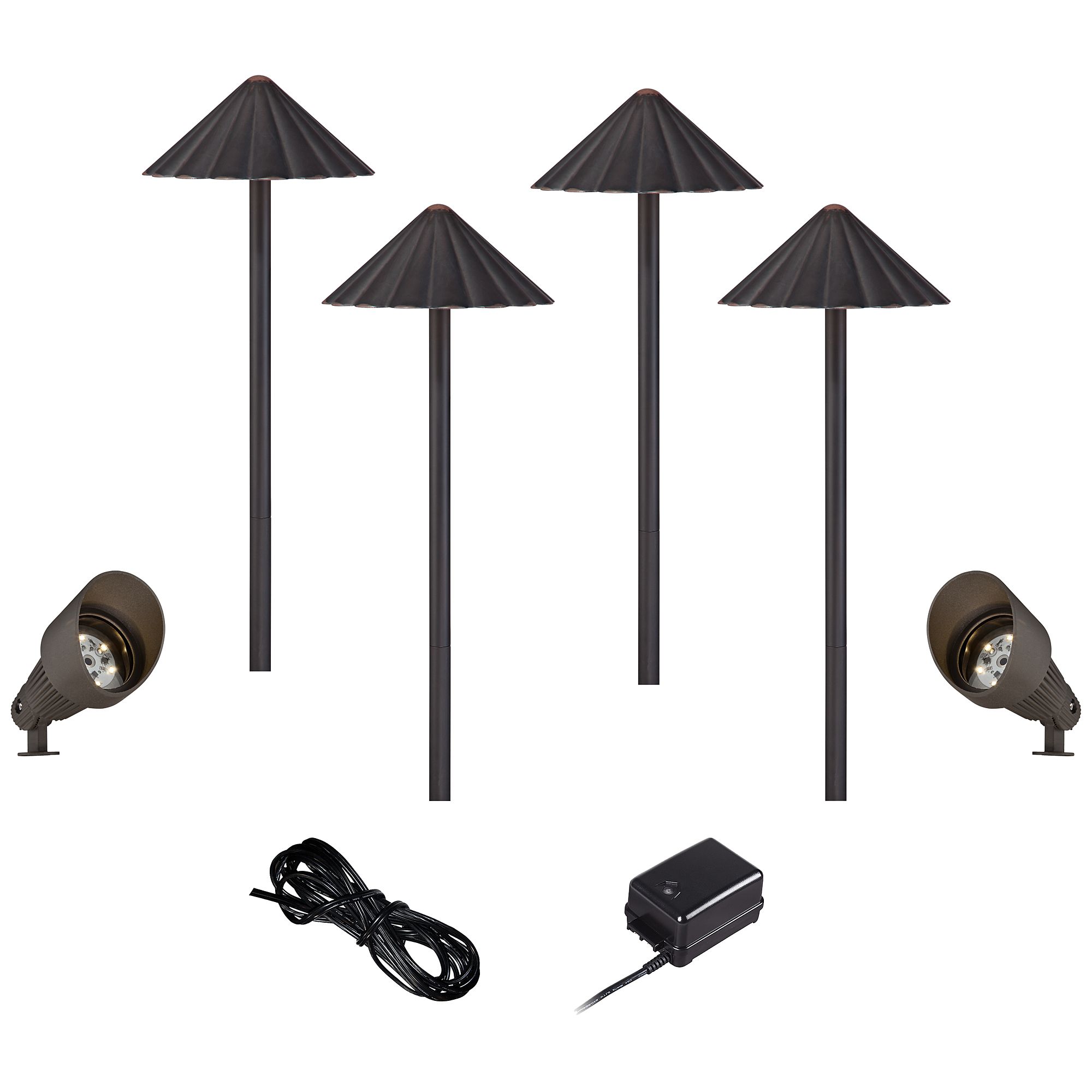 LED Bronze Spot and Scalloped Path Light Landscape Kit