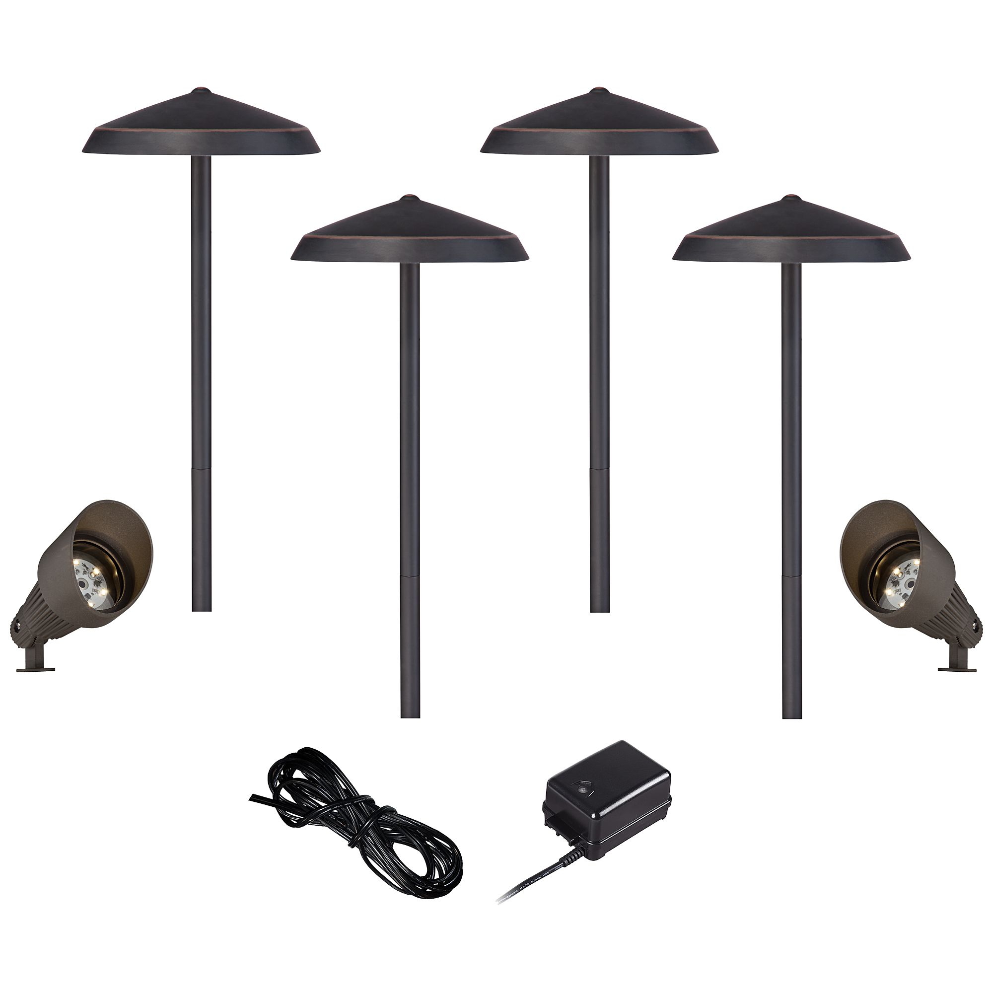Bronze LED Spot and Dome Path Light Landscape Kit