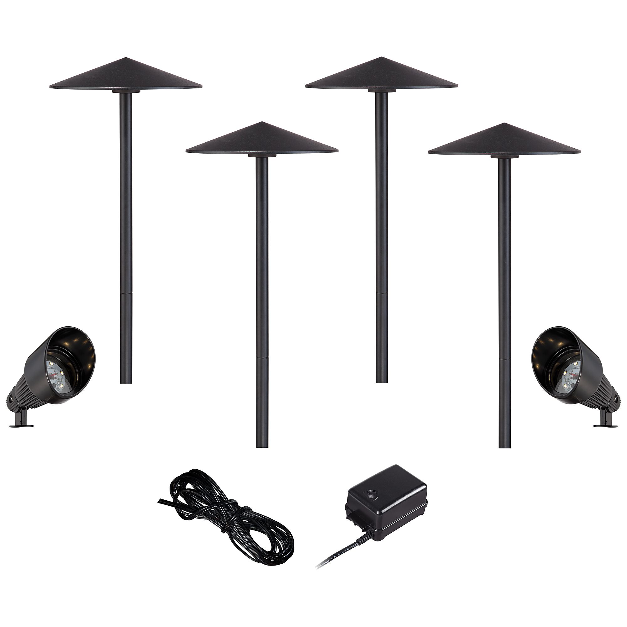 Black LED Spot and Dome Path Light Landscape Kit