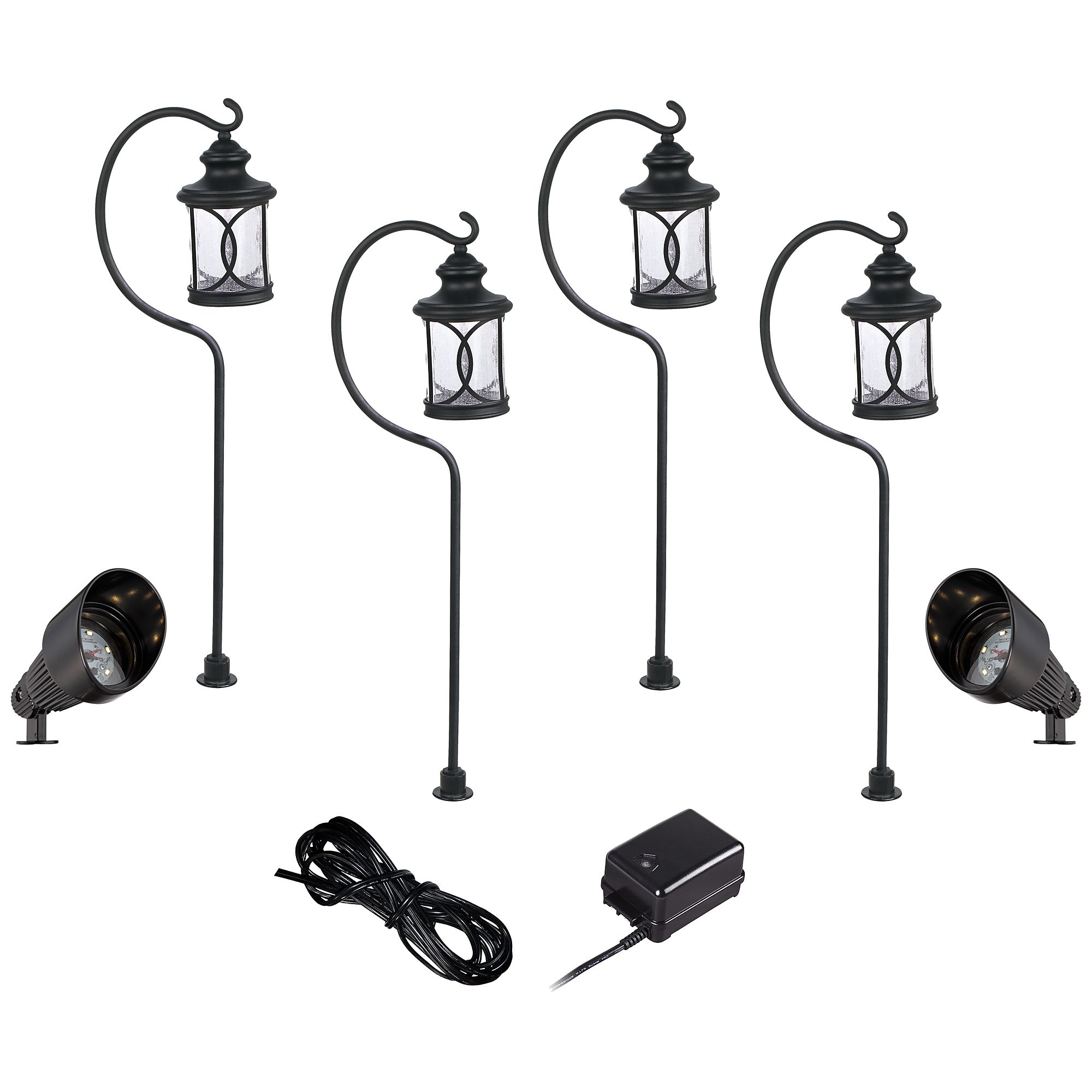 Capistrano Black 4-Path 2-Spot LED Landscape Lighting Kit