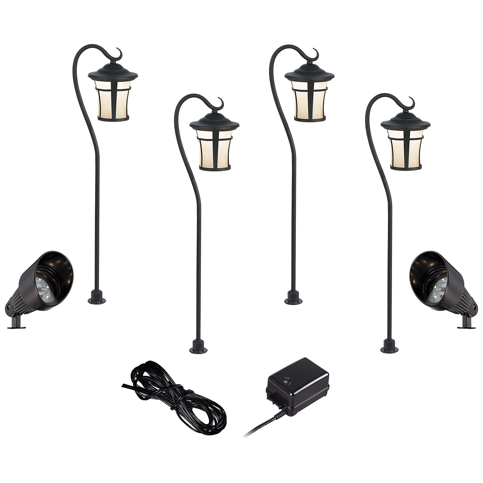 Black LED Carriage and Spotlight Complete Landscape Kit