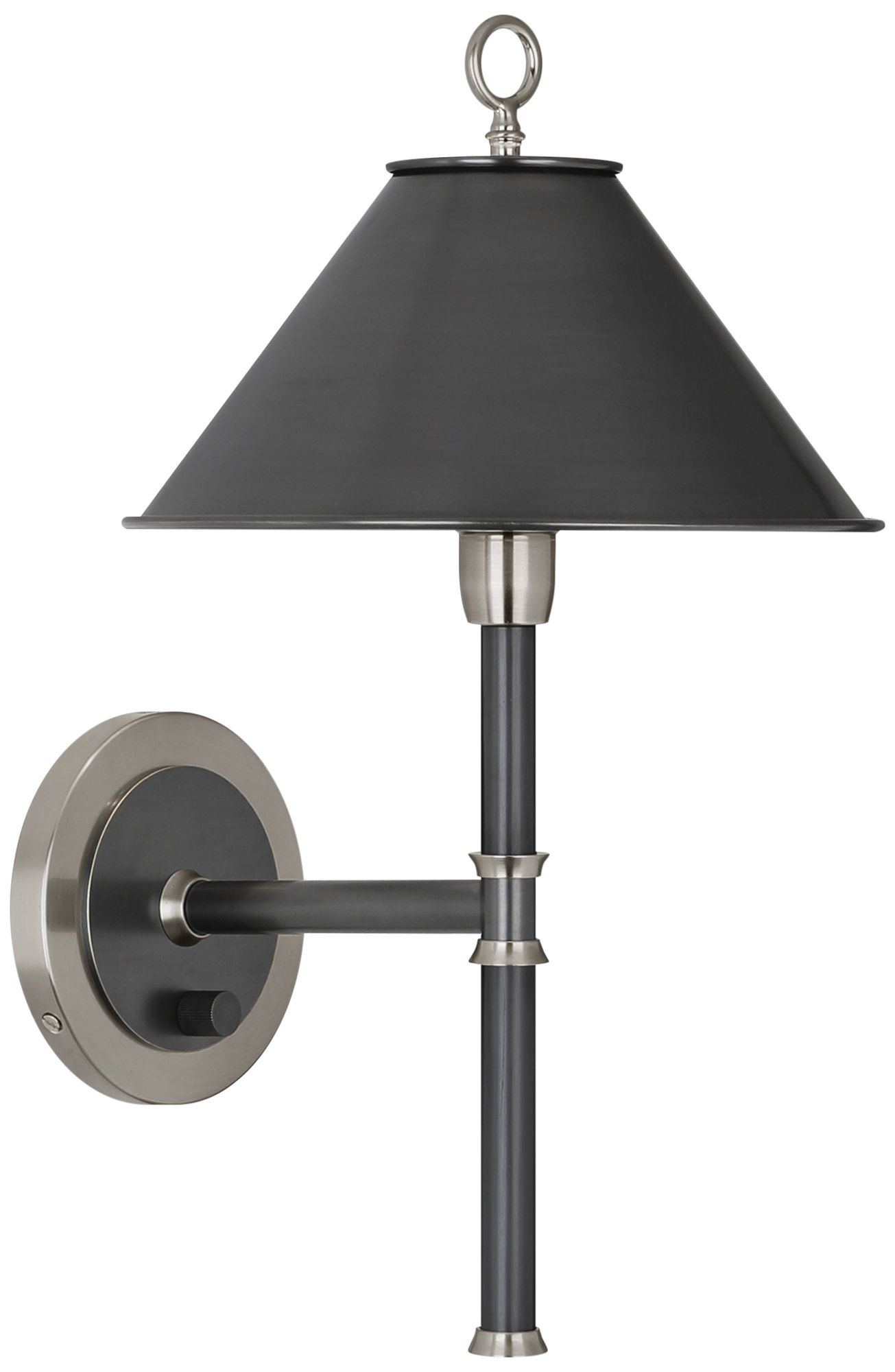 Aaron Patina Bronze and Nickel Plug-In Single Arm Wall Lamp
