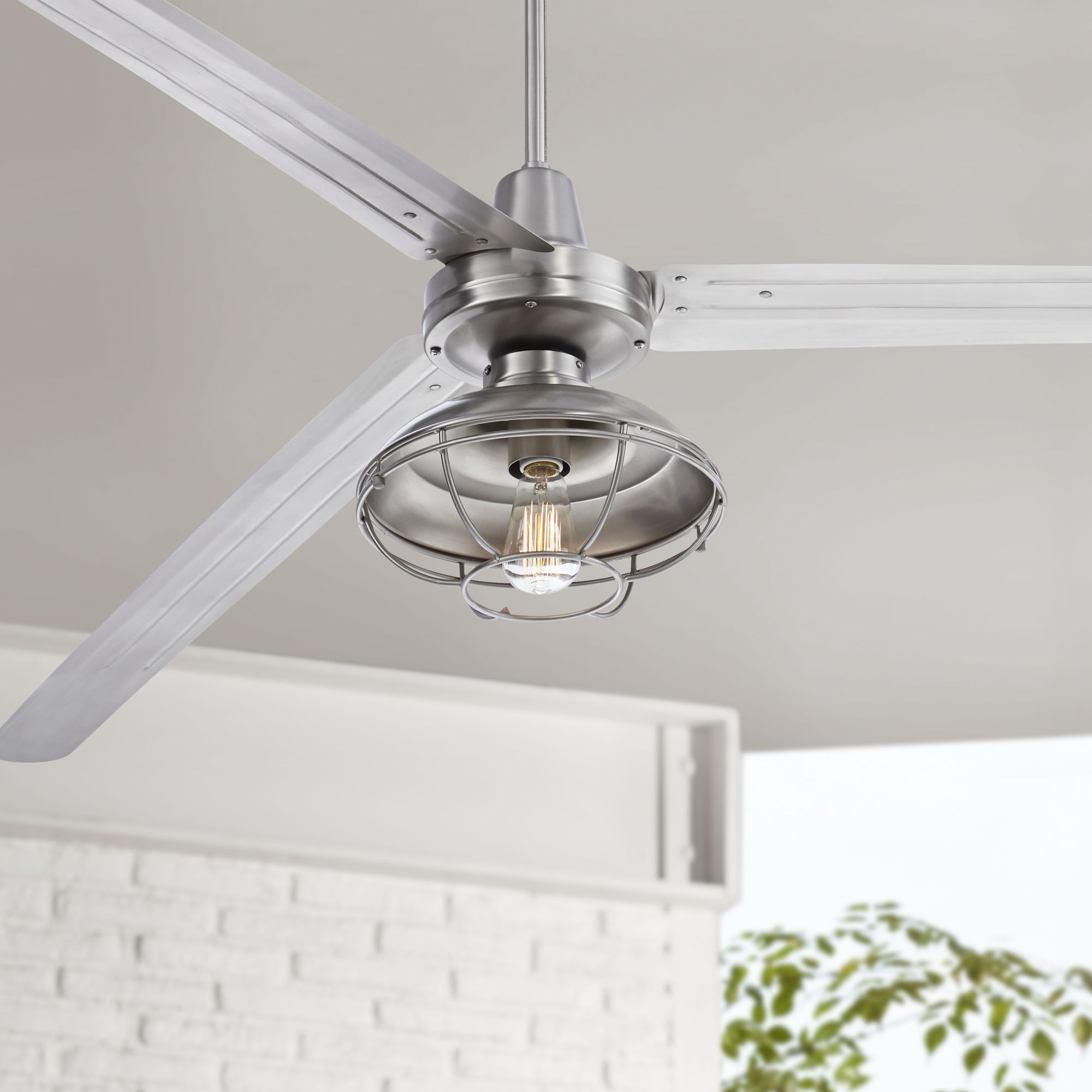 84" Industrial Outdoor Ceiling Fan with Light LED Remote ...