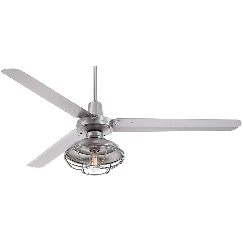 60&quot; Turbina DC Brushed Nickel Damp Outdoor LED Ceiling Fan