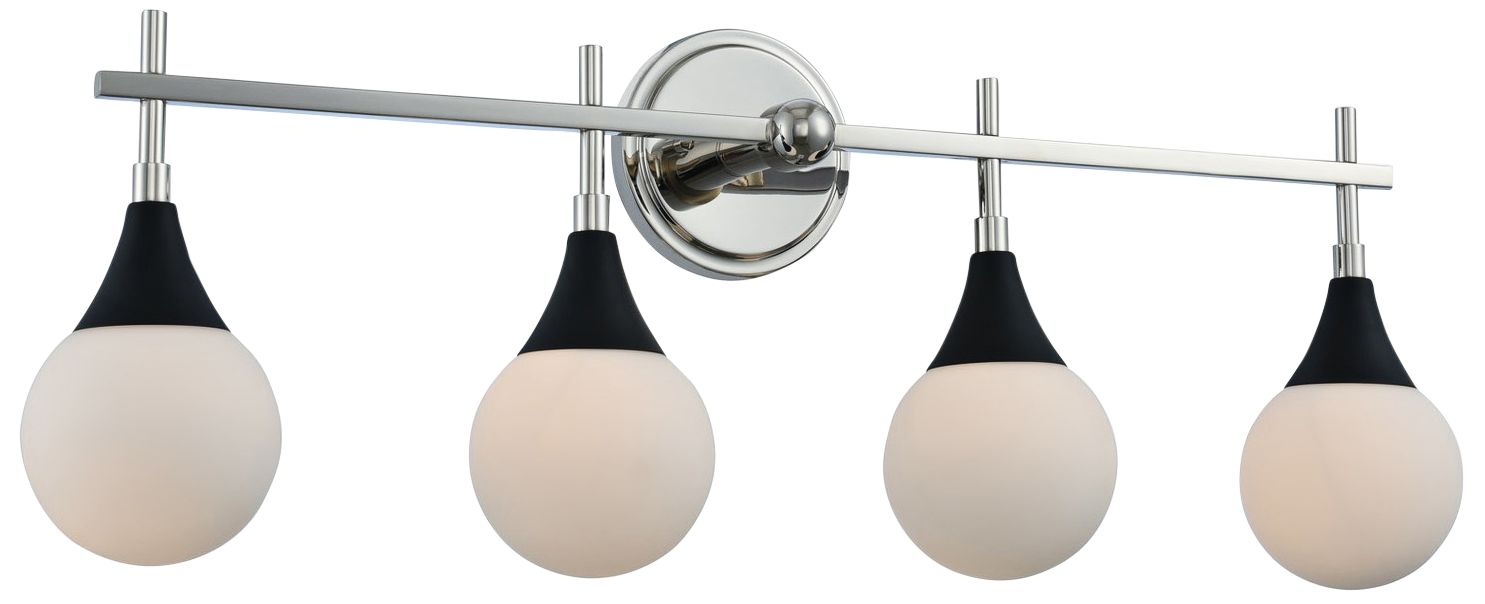 Bogart 31" Wide Black and Polished Nickel 4-Light Bath Light