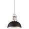 Posey 13" Wide Black and Brushed Nickel Dome Pendant Light