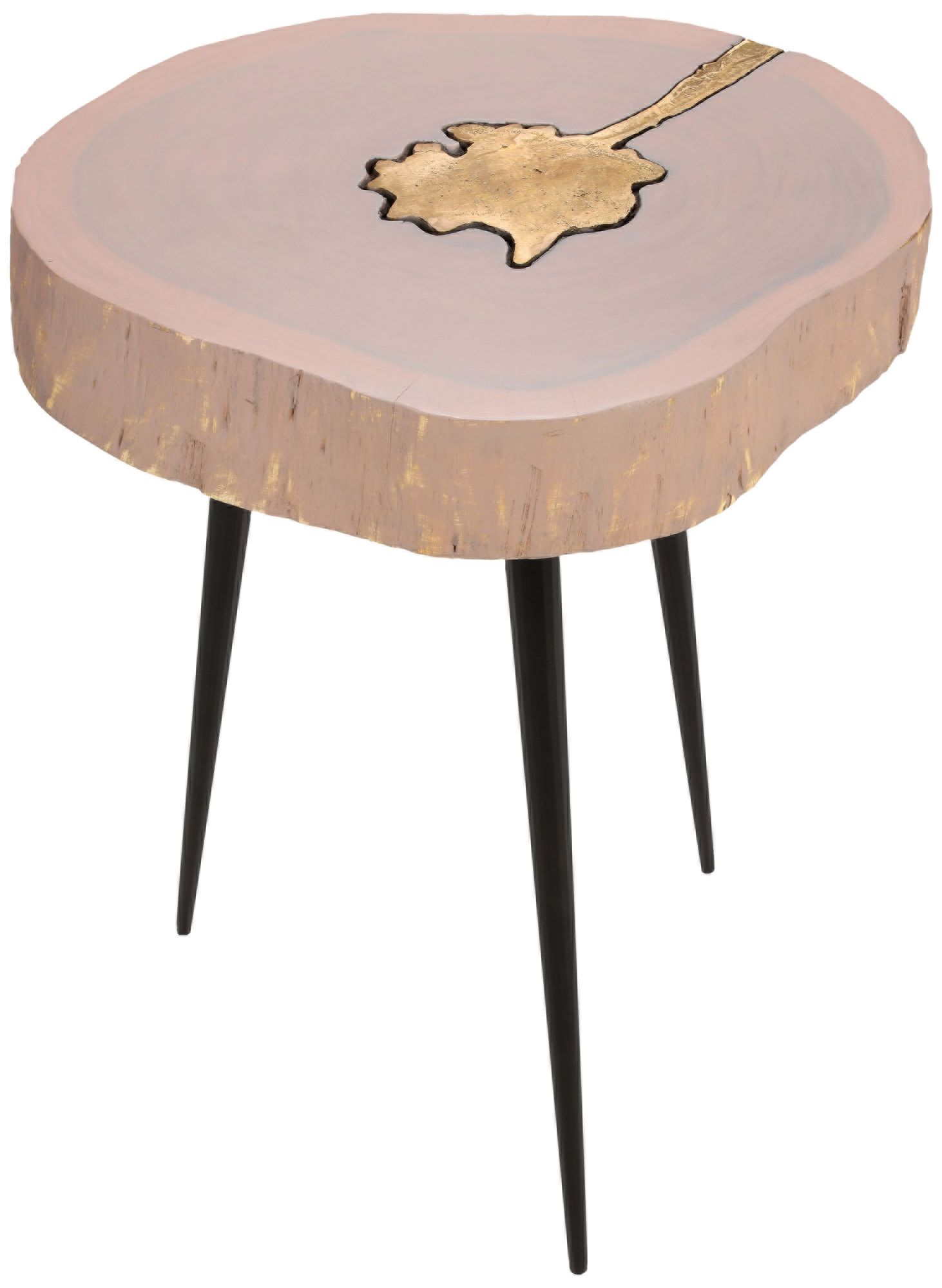 Timber Pink and Brass Wooden Side Table
