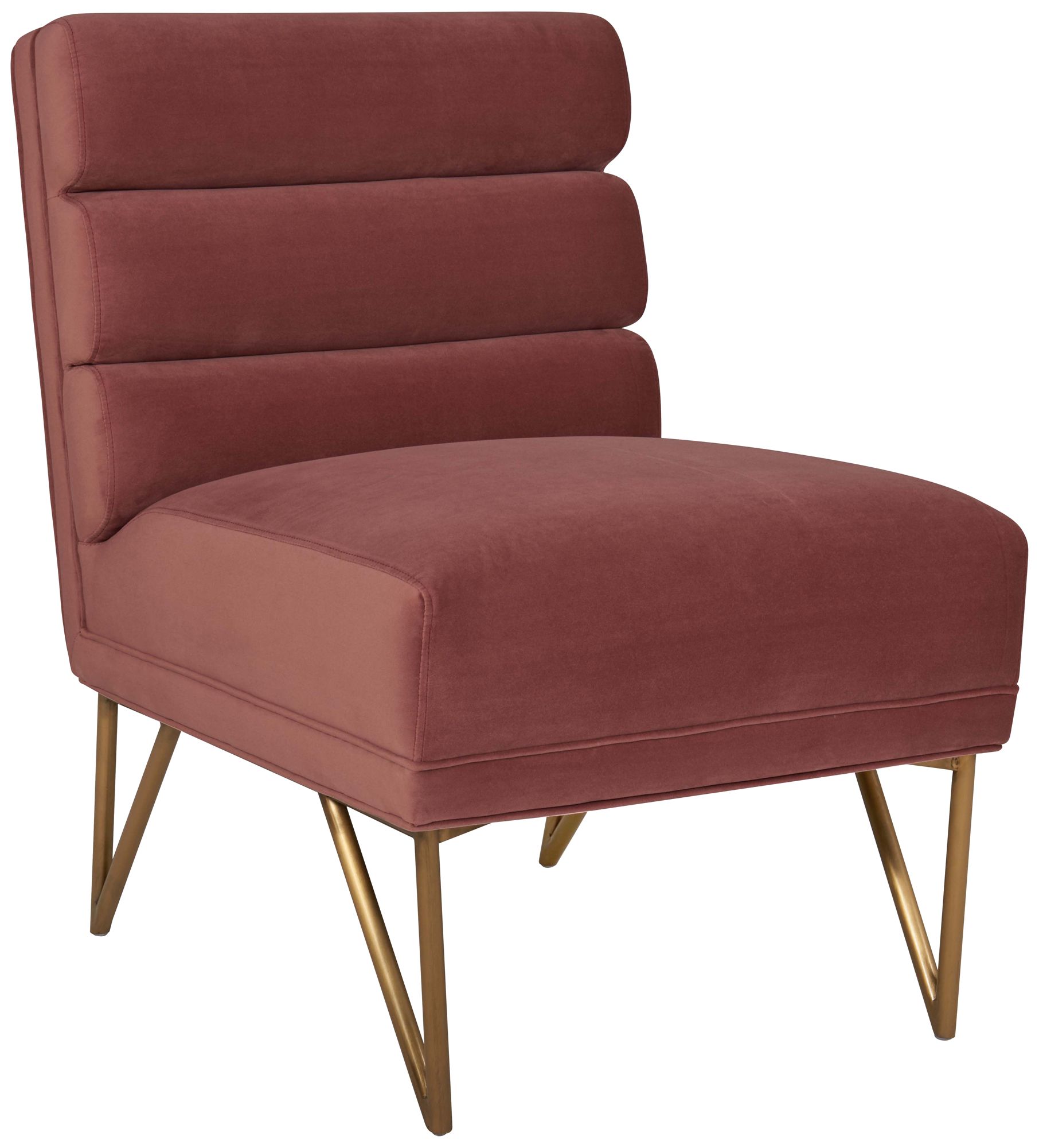 Kelly Salmon Velvet Channel Tufted Accent Chair