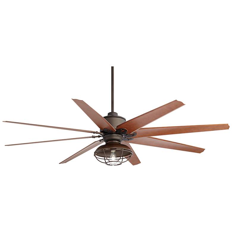 Image 2 72" Predator Rustic Bronze Damp Rated Large Ceiling Fan with Remote