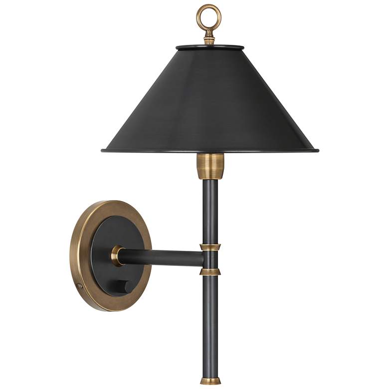 Image 1 Aaron Patina Bronze and Brass Plug-In Single Arm Wall Lamp