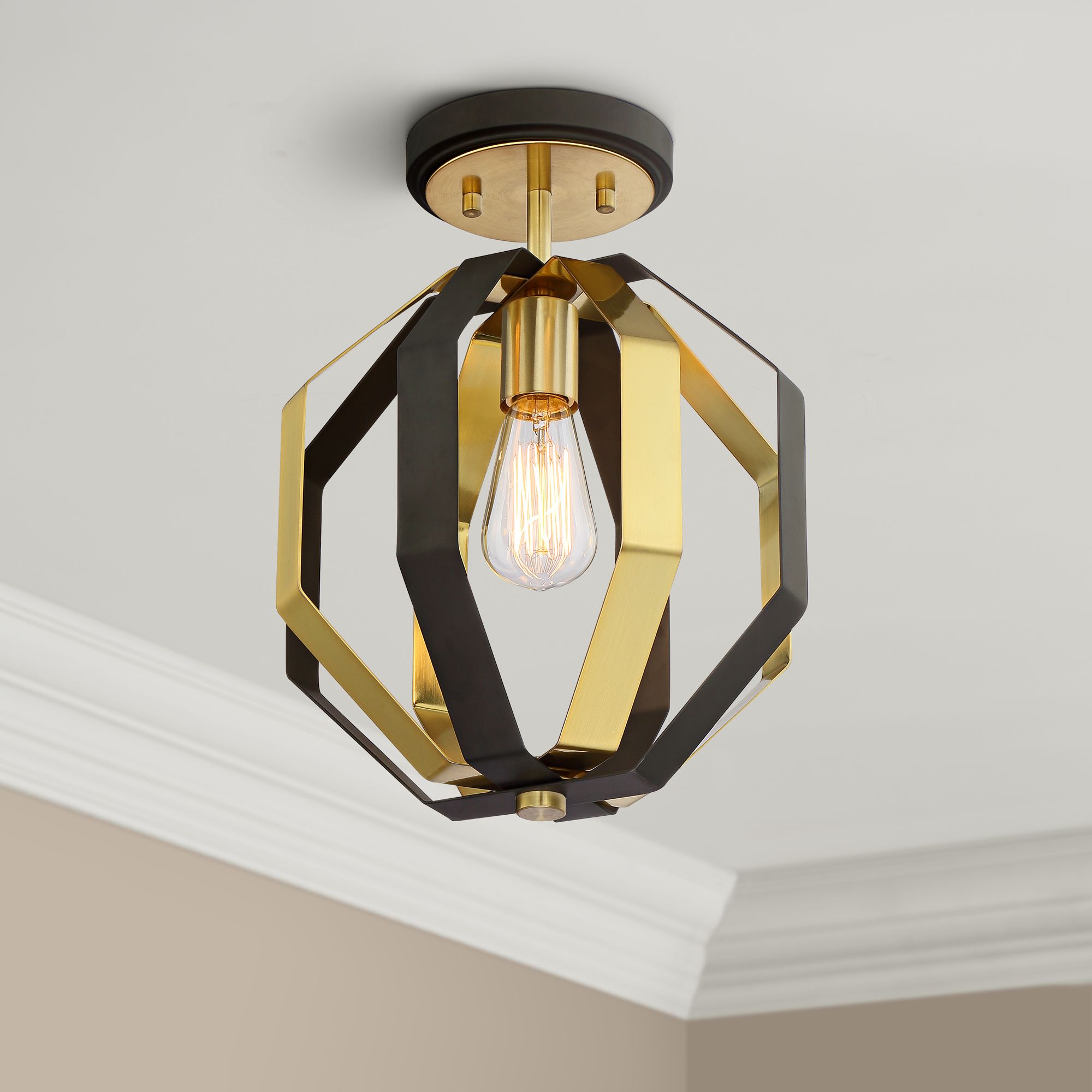 Modern Art Deco Ceiling Light Semi Flush Mount Fixture Bronze Gold