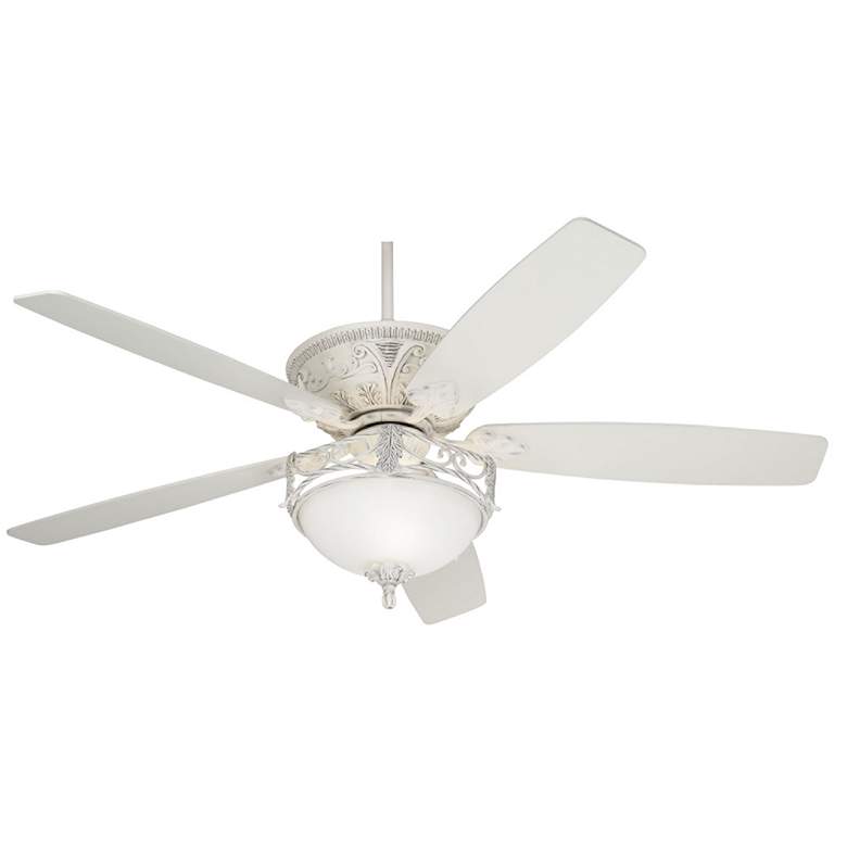 60" Casa Vieja Montego Rubbed White Ceiling Fan LED Light 64V84
