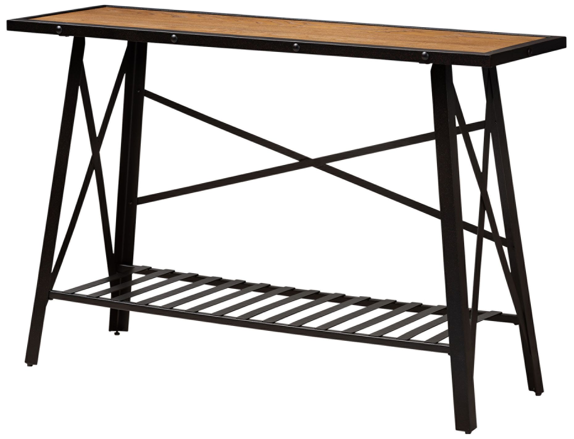 Baxton Studio Allaire Wood and Bronze Metal Console Table