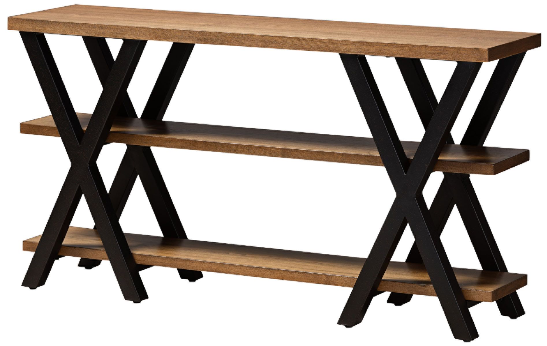 Baxton Studio Duchaine Wood and Bronze Metal Console Table