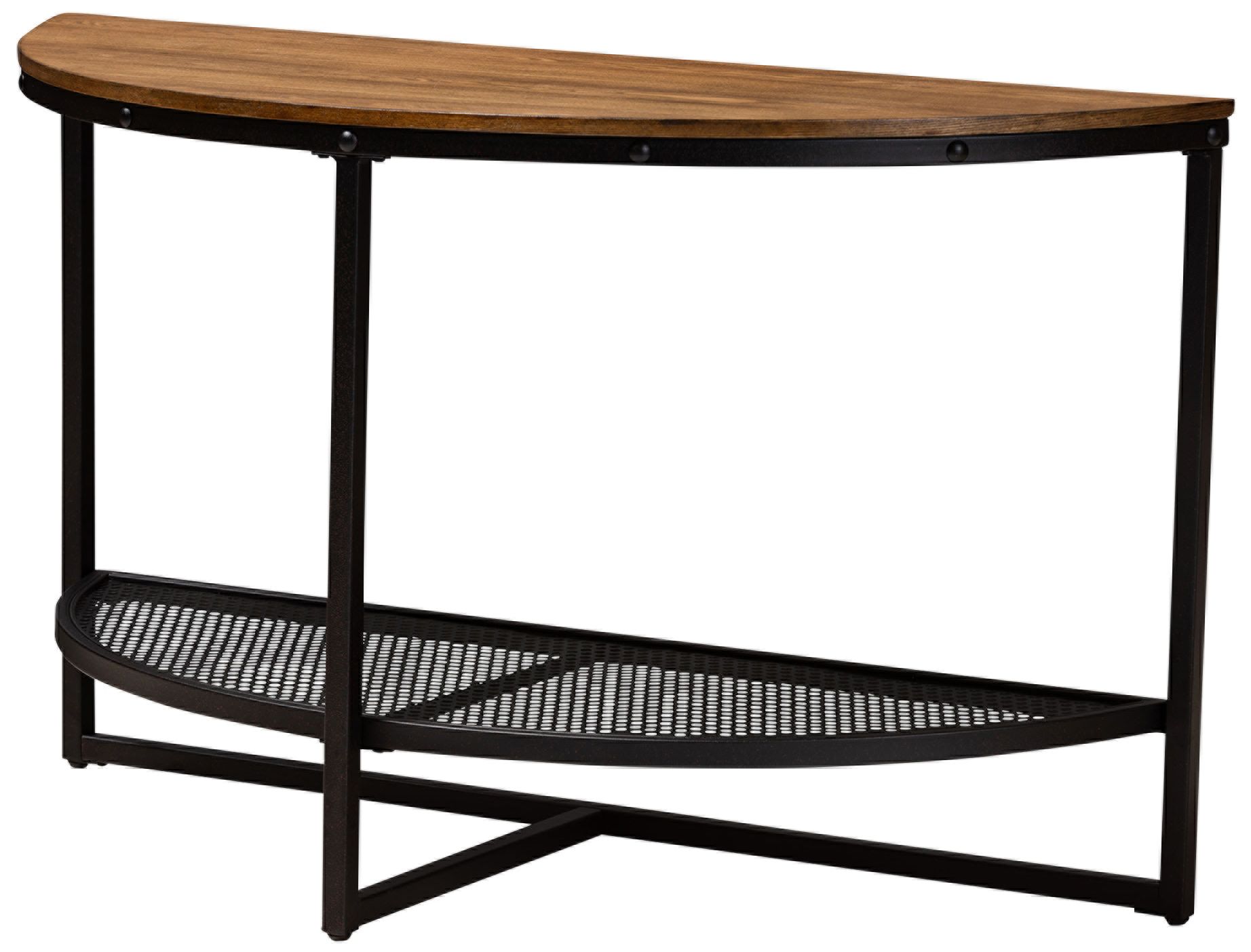 Baxton Studio Chesson Wood-Bronze Half Moon Console Table