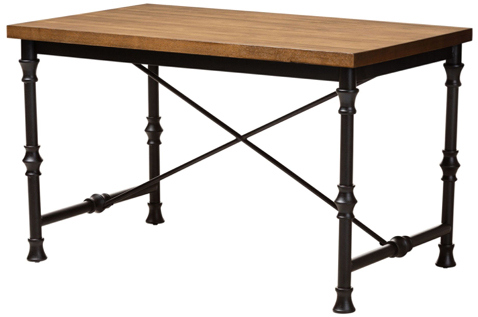 Baxton Studio Verdin Wood and Dark Bronze Criss-Cross Desk