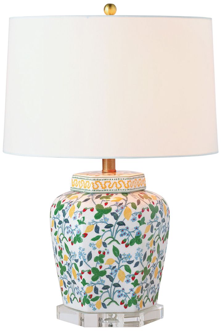 Port 68 Crewel Summer Multi-Color Porcelain Jar Table Lamp
