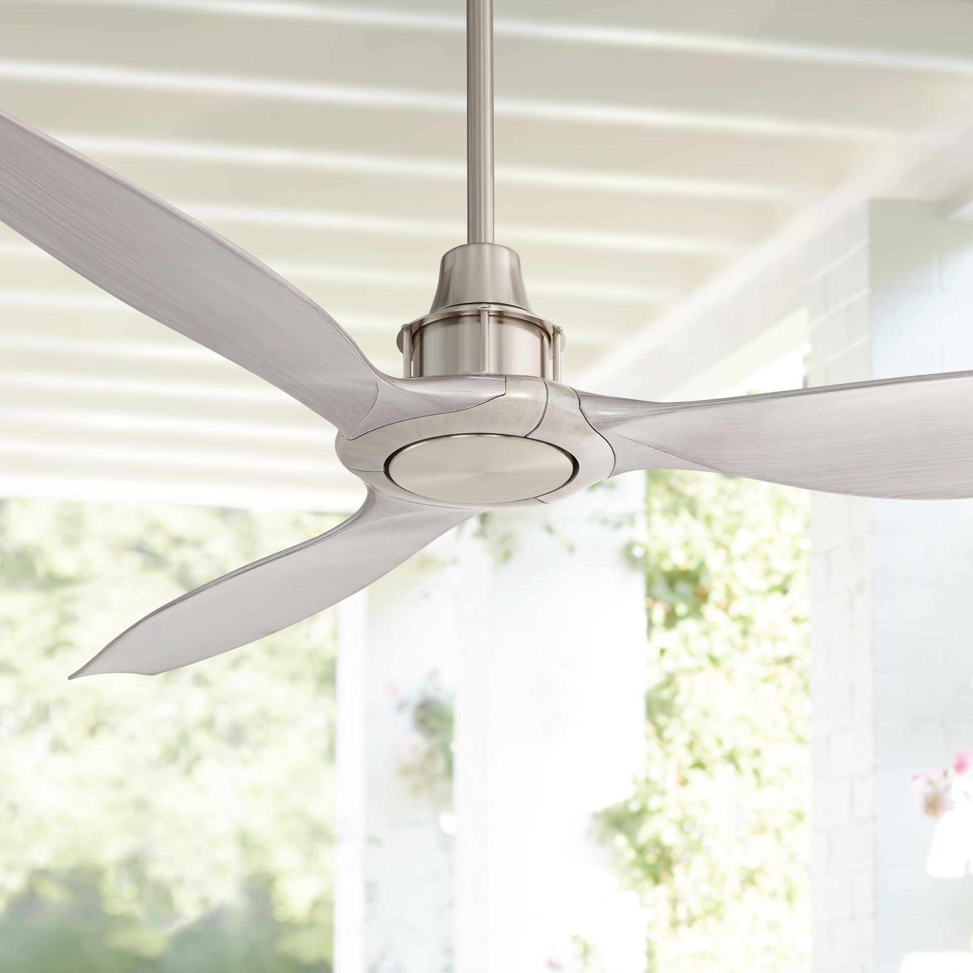 Details About 58 Modern Outdoor Ceiling Fan With Remote Brushed Nickel Damp Patio Porch